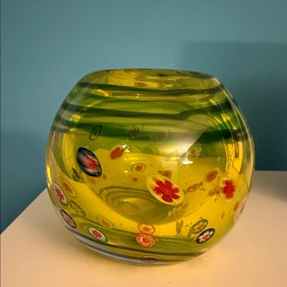 Art Glass Millefiori Vase Bowl